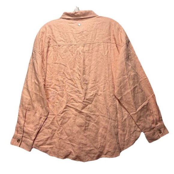 NWT Roxy Morning Time Women's Button Up Shirt Linen Blend Rose Cloud Solid Sz S - Picture 4 of 12